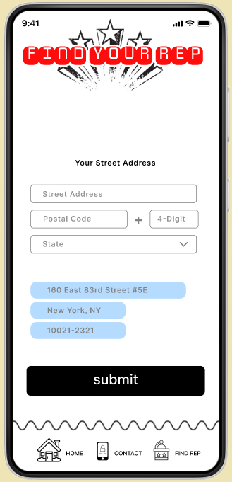 Find-A-Rep desktop enter form image