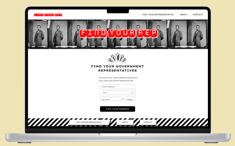 FIND-A-Red desktop prototype homepage image