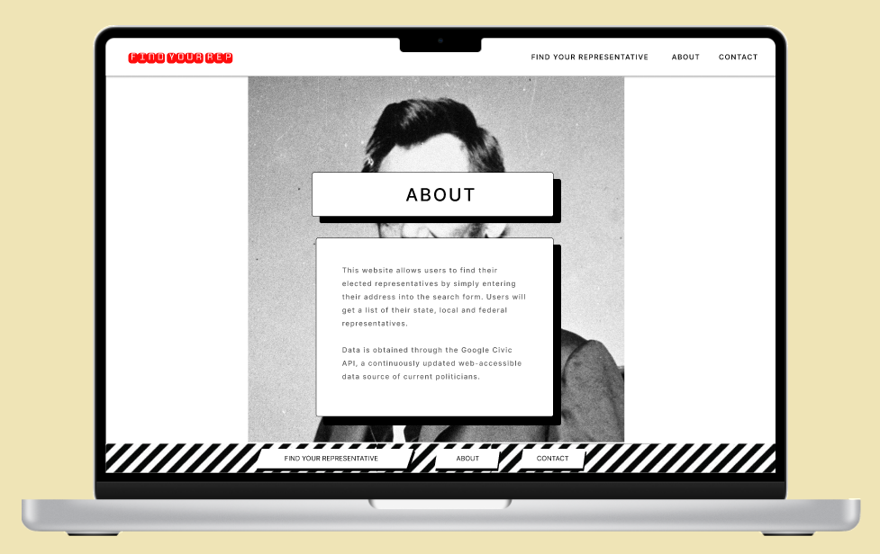 FIND-A-Red desktop prototype about page image