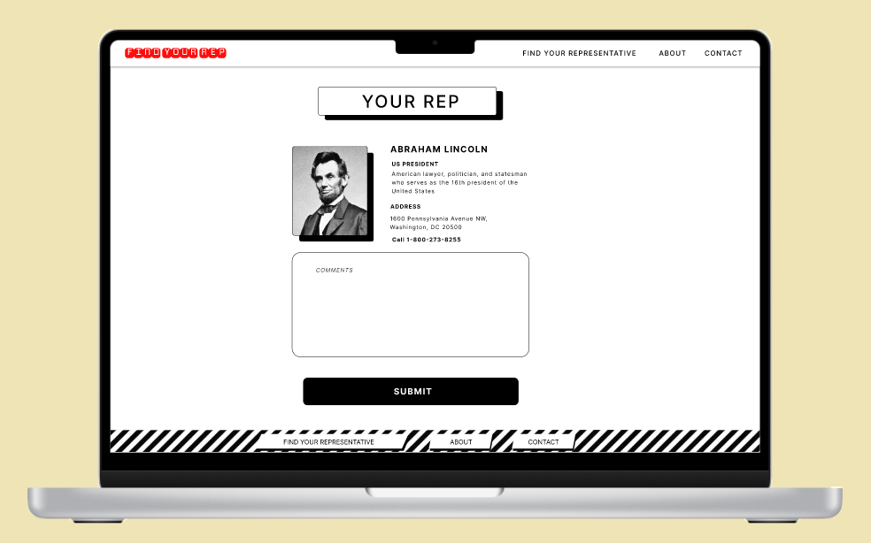 FIND-A-Red desktop prototype contact page image