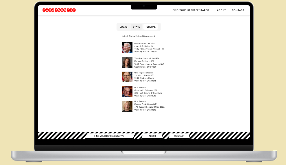 FIND-A-Red desktop prototype representative page image