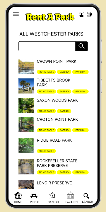 Mobile List of Parks Prototype